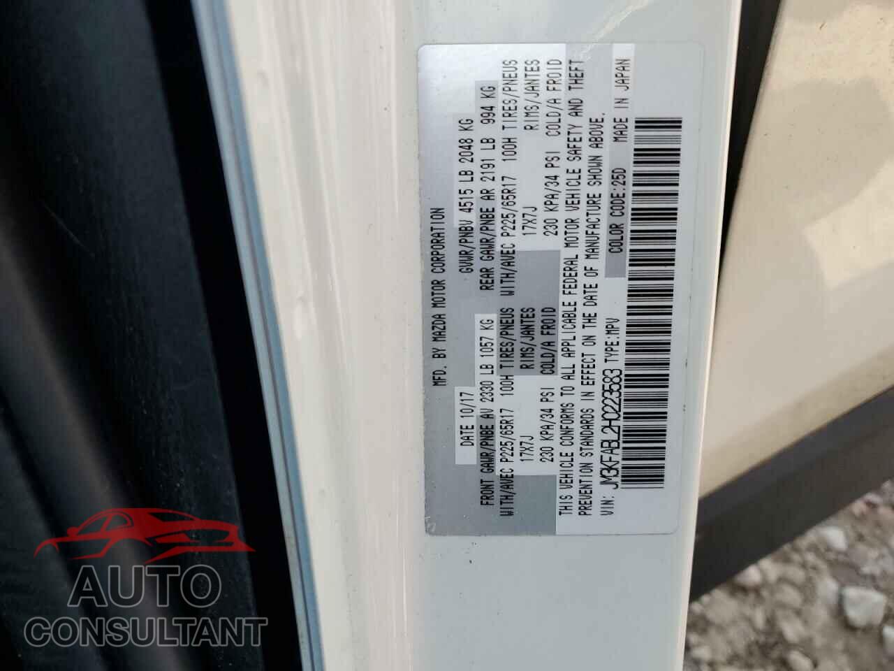 MAZDA CX-5 2017 - JM3KFABL2H0223583