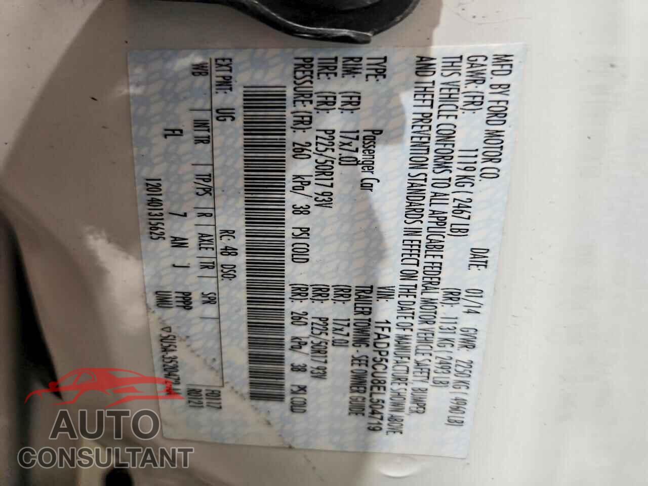 FORD CMAX 2014 - 1FADP5CU8EL504719