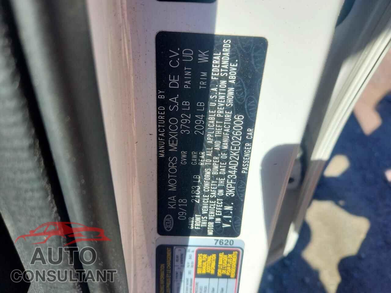 KIA FORTE 2019 - 3KPF34AD2KE026006