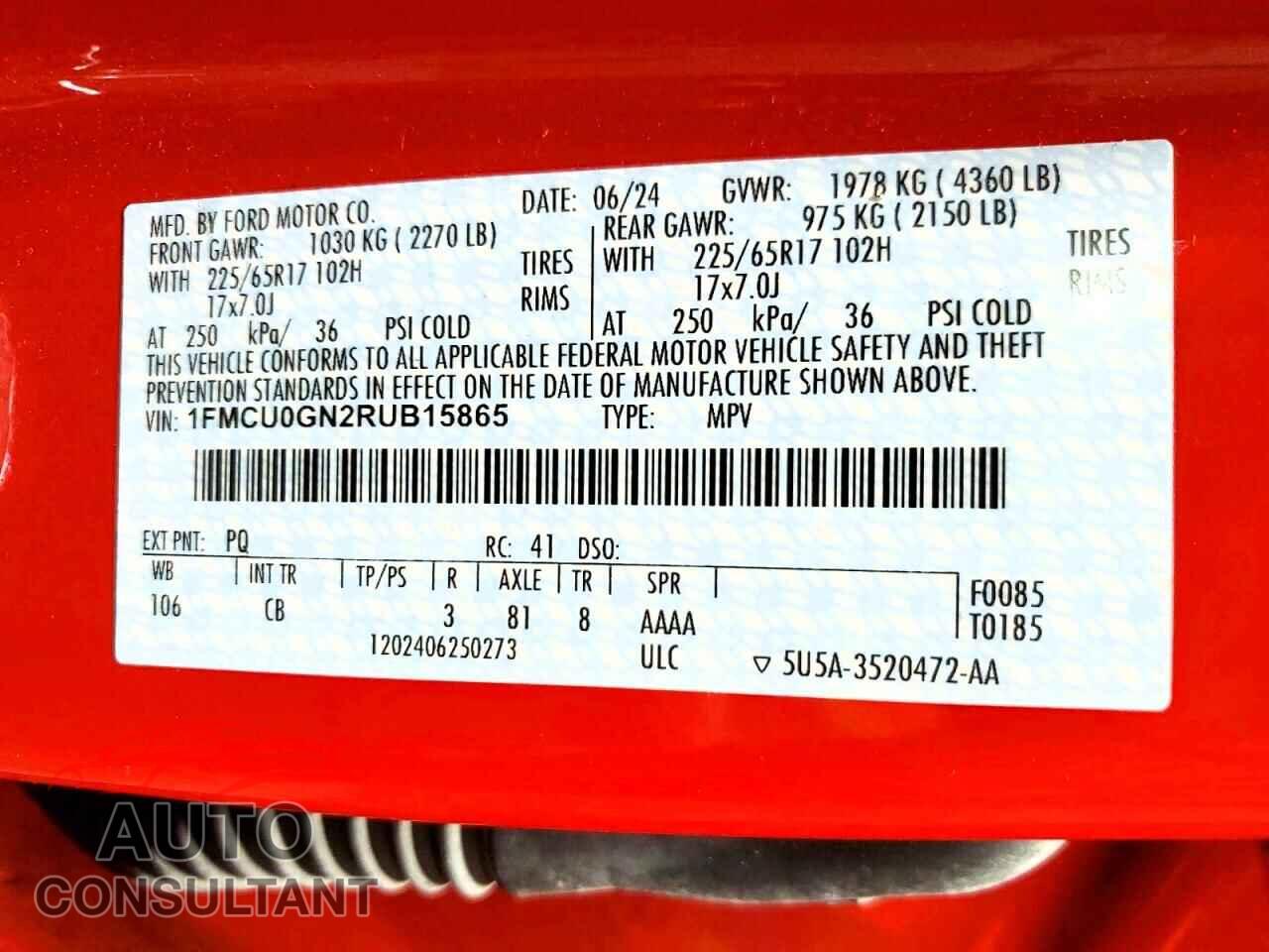 FORD ESCAPE 2024 - 1FMCU0GN2RUB15865