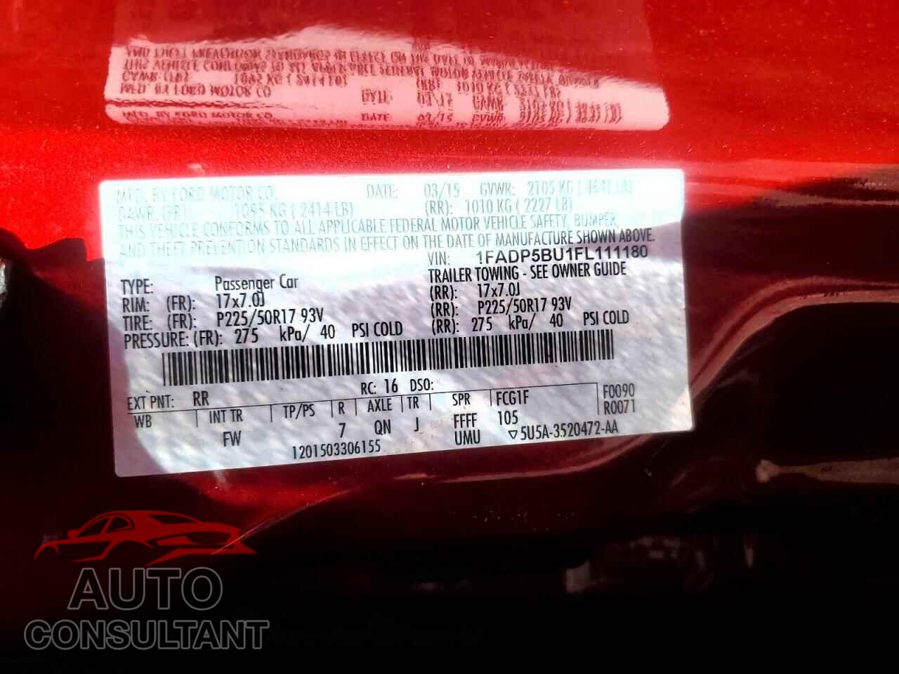 FORD CMAX 2015 - 1FADP5BU1FL111180