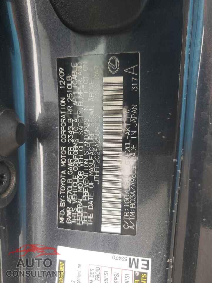 LEXUS IS 2010 - JTHFF2C25A2509202