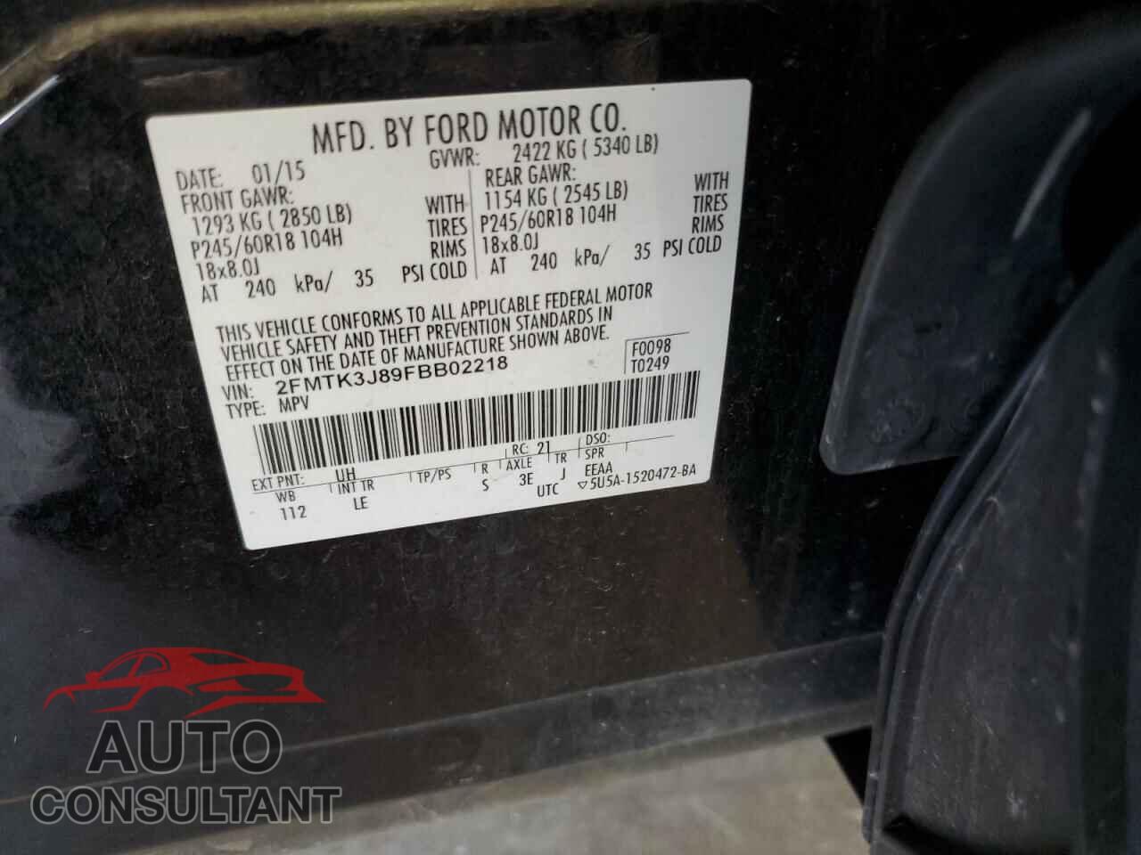 FORD EDGE 2015 - 2FMTK3J89FBB02218