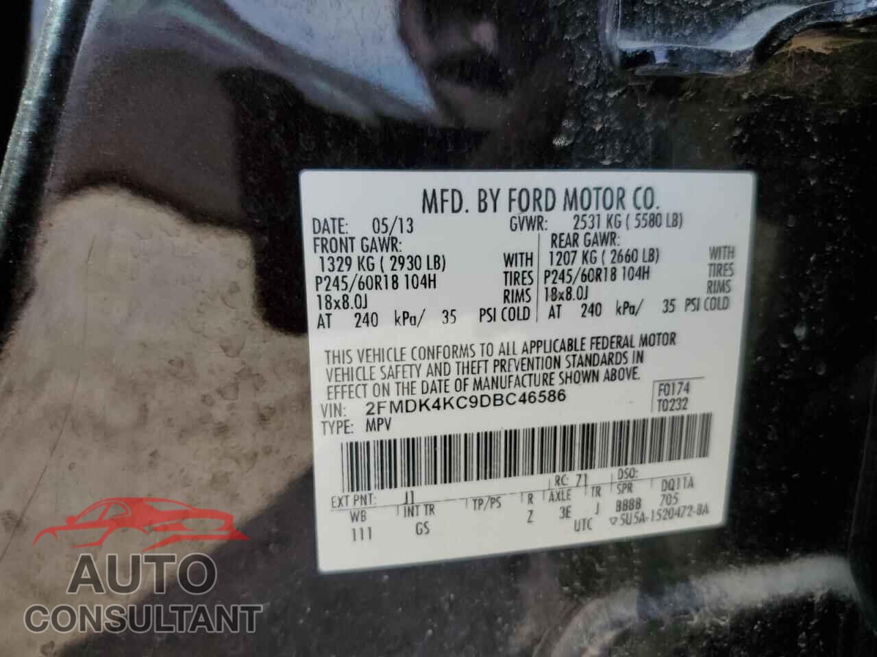 FORD EDGE 2013 - 2FMDK4KC9DBC46586
