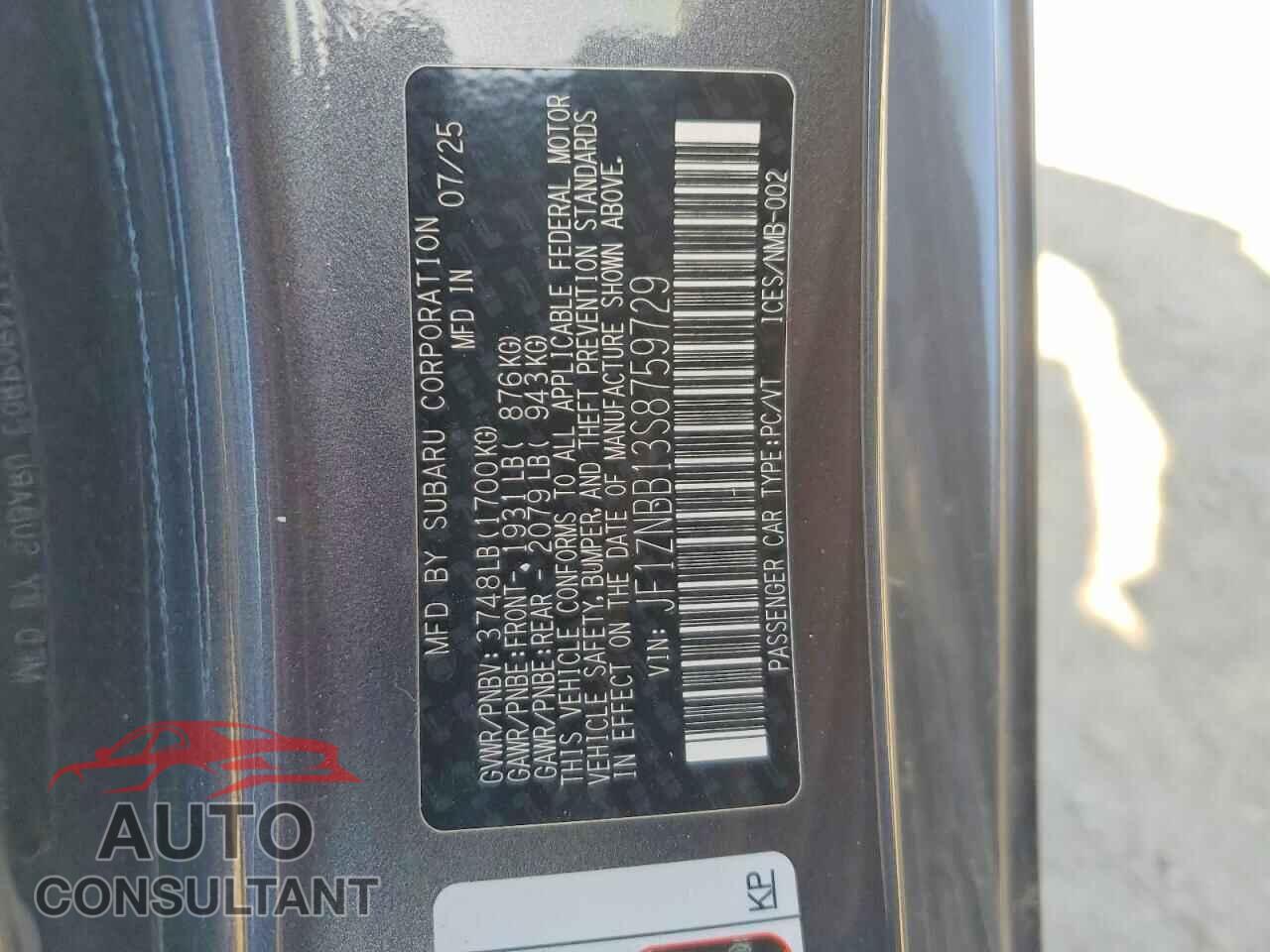 TOYOTA UNKNOWN 2025 - JF1ZNBB13S8759729