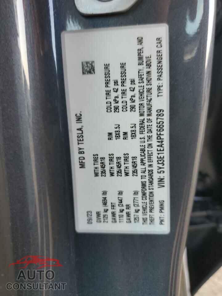 TESLA MODEL 3 2023 - 5YJ3E1EA4PF665789