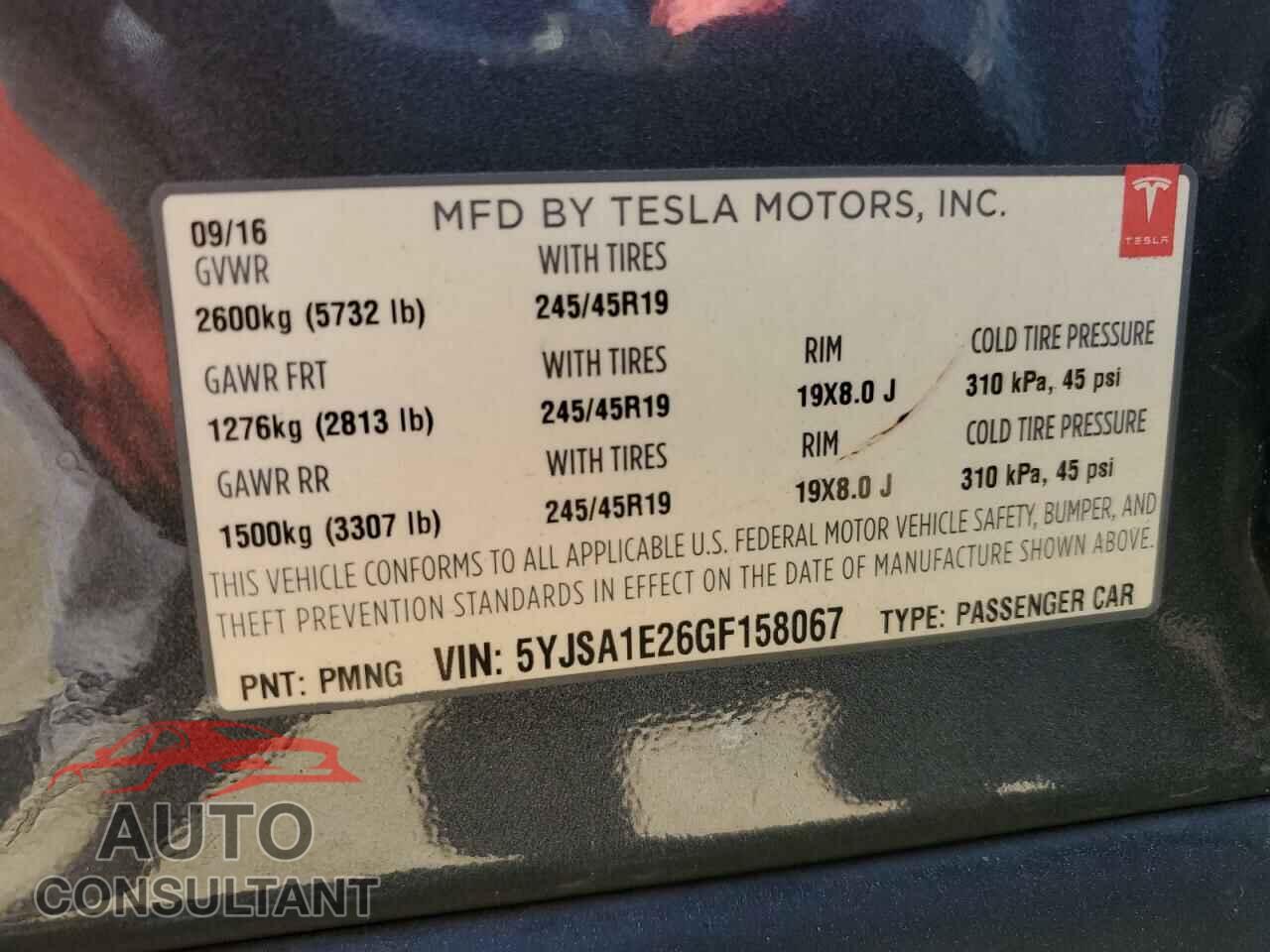 TESLA MODEL S 2016 - 5YJSA1E26GF158067