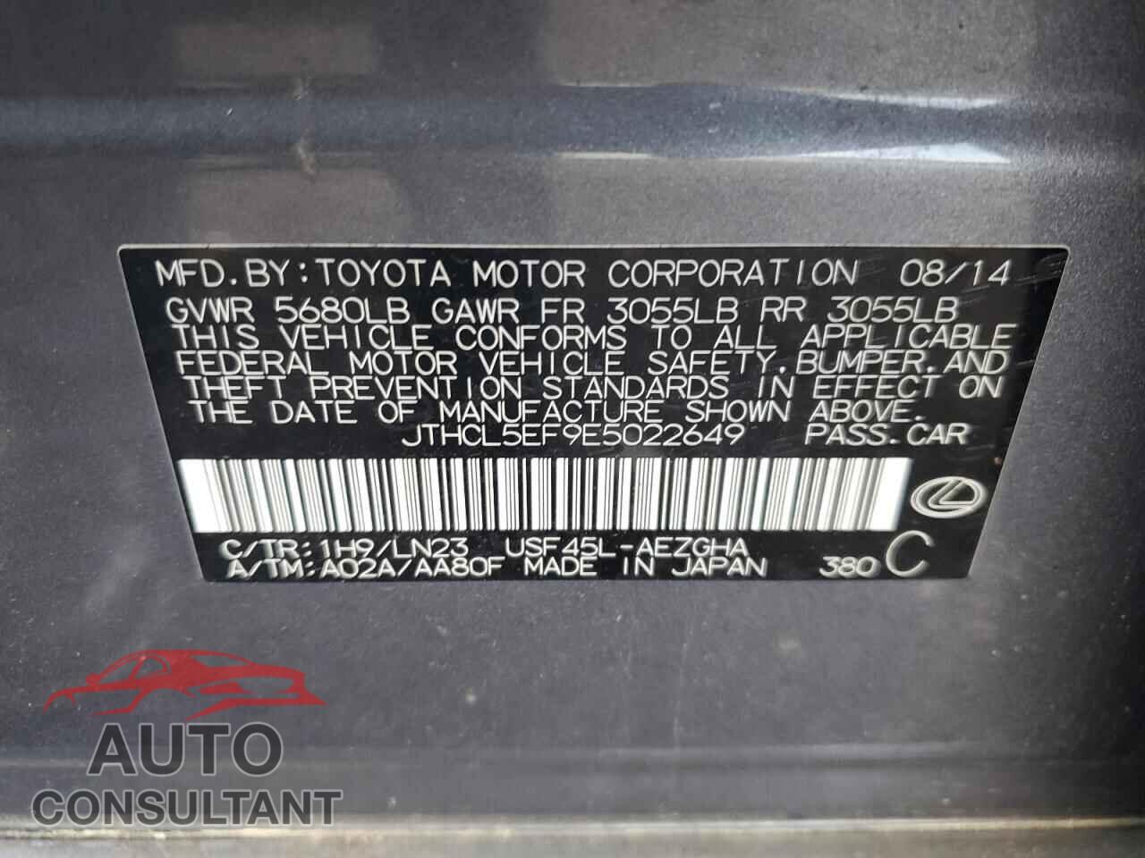 LEXUS LS460 2014 - JTHCL5EF9E5022649