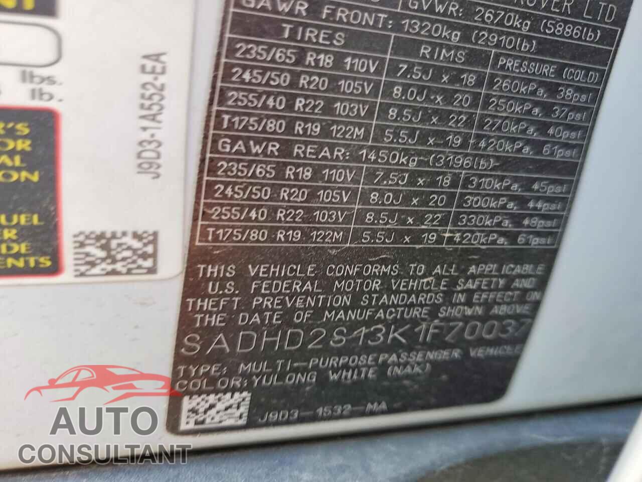 JAGUAR I-PACE 2019 - SADHD2S13K1F70037