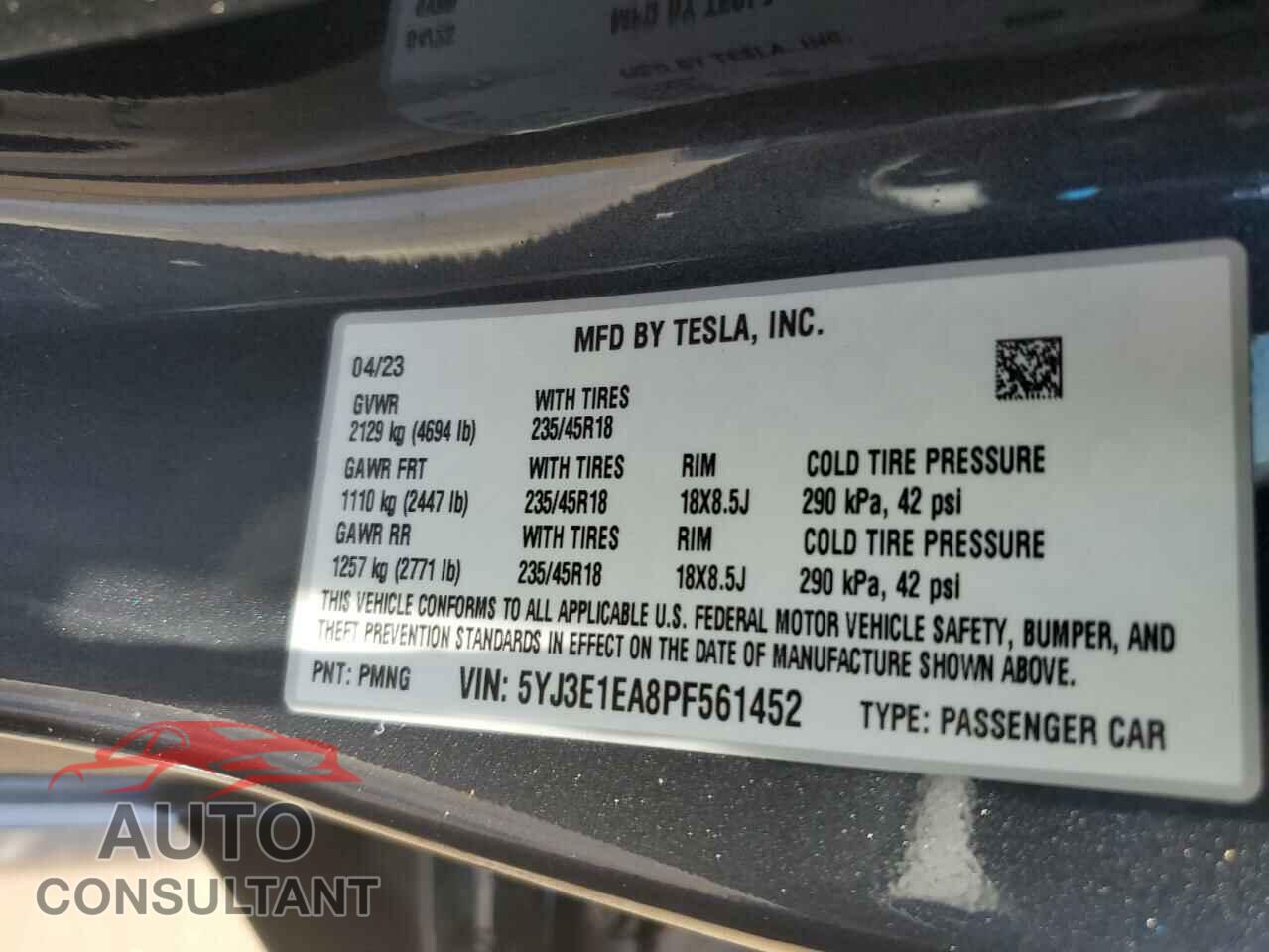 TESLA MODEL 3 2023 - 5YJ3E1EA8PF561452
