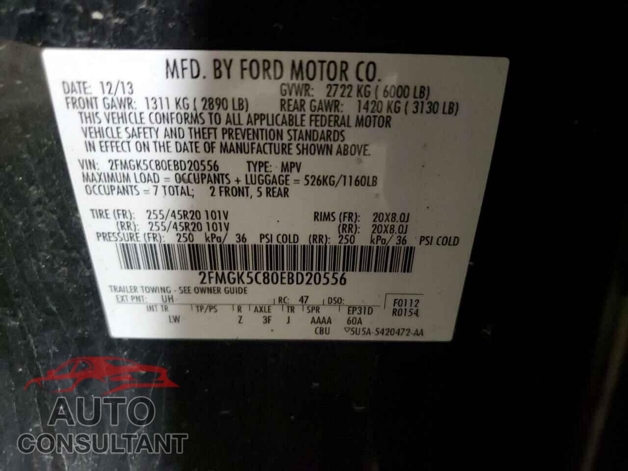 FORD FLEX 2014 - 2FMGK5C80EBD20556
