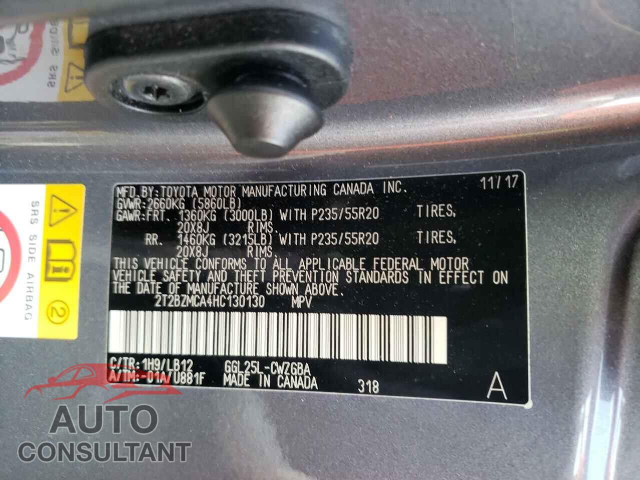 LEXUS RX350 2017 - 2T2BZMCA4HC130130