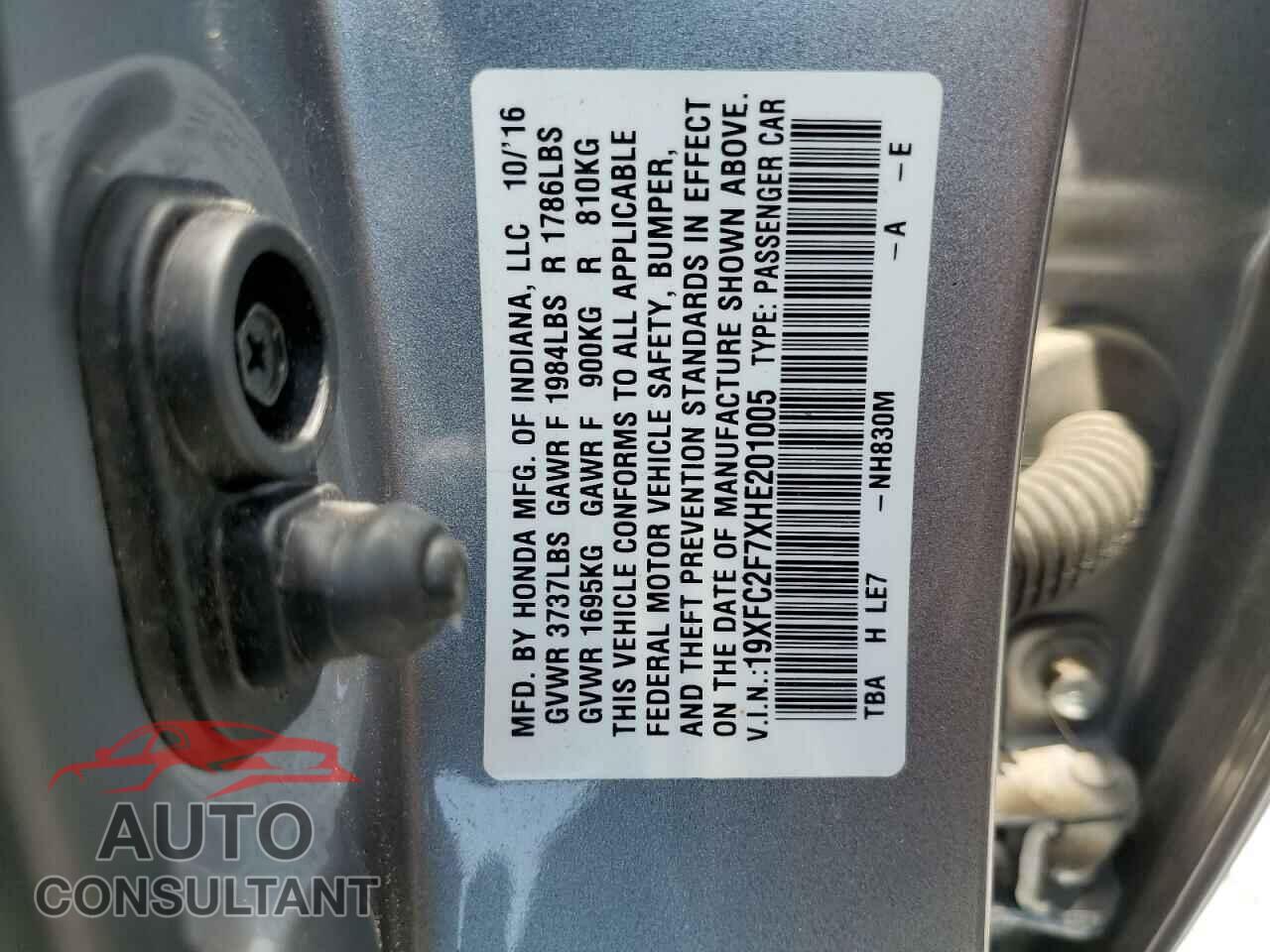 HONDA CIVIC 2017 - 19XFC2F7XHE201005