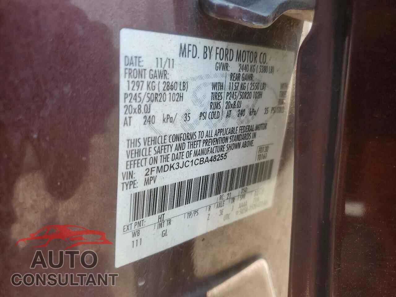 FORD EDGE 2012 - 2FMDK3JC1CBA48255