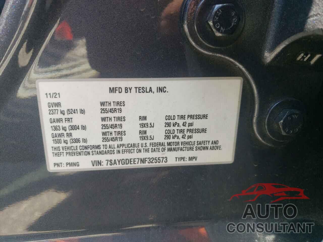 TESLA MODEL Y 2022 - 7SAYGDEE7NF325573