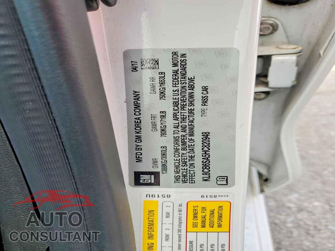 CHEVROLET SPARK 2017 - KL8CB6SA5HC820948