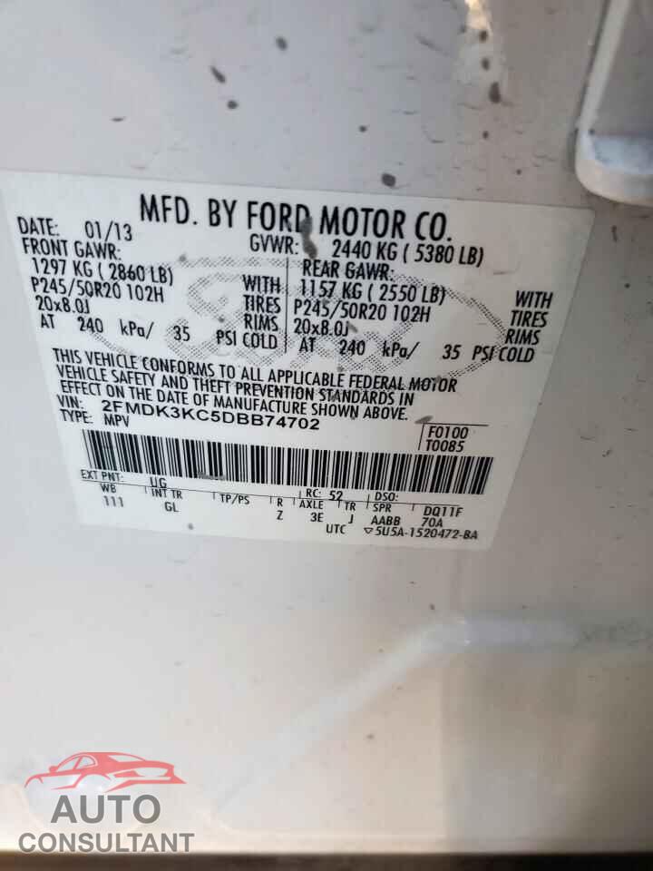 FORD EDGE 2013 - 2FMDK3KC5DBB74702