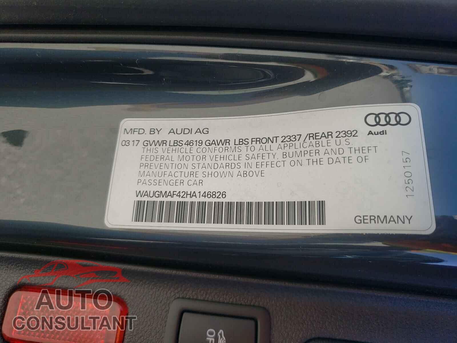 AUDI A4 2017 - WAUGMAF42HA146826