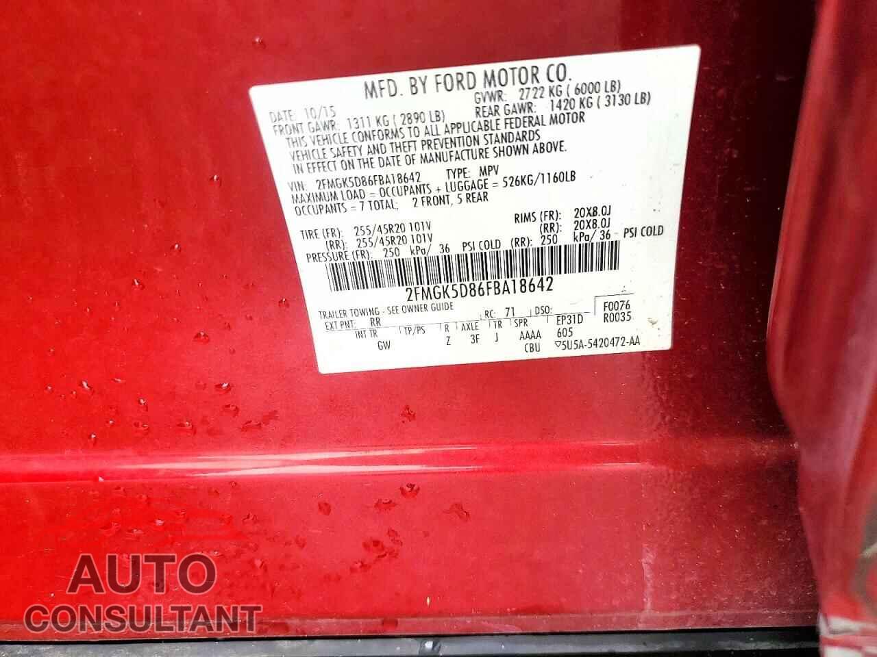 FORD FLEX 2015 - 2FMGK5D86FBA18642