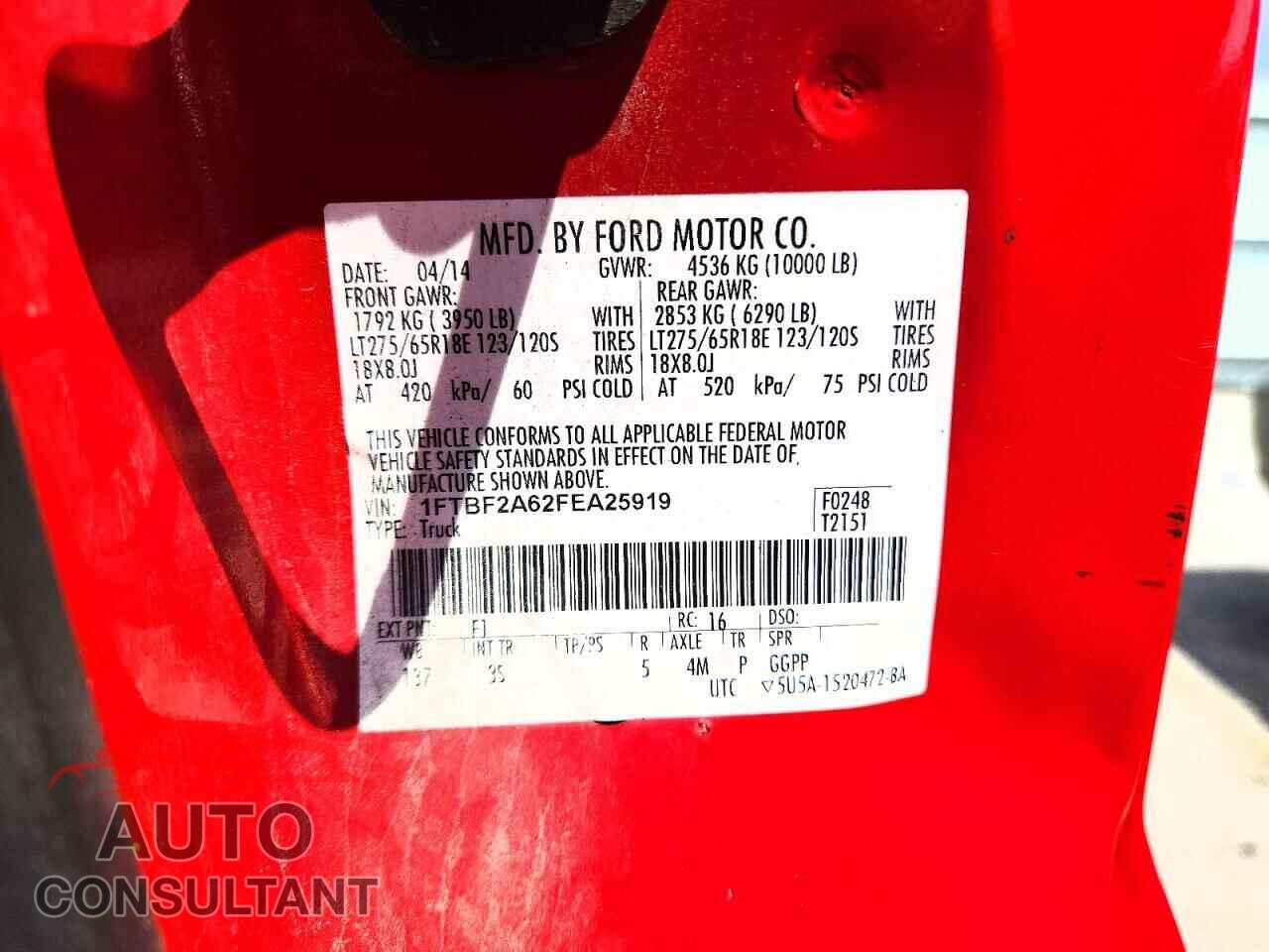 FORD F250 2015 - 1FTBF2A62FEA25919
