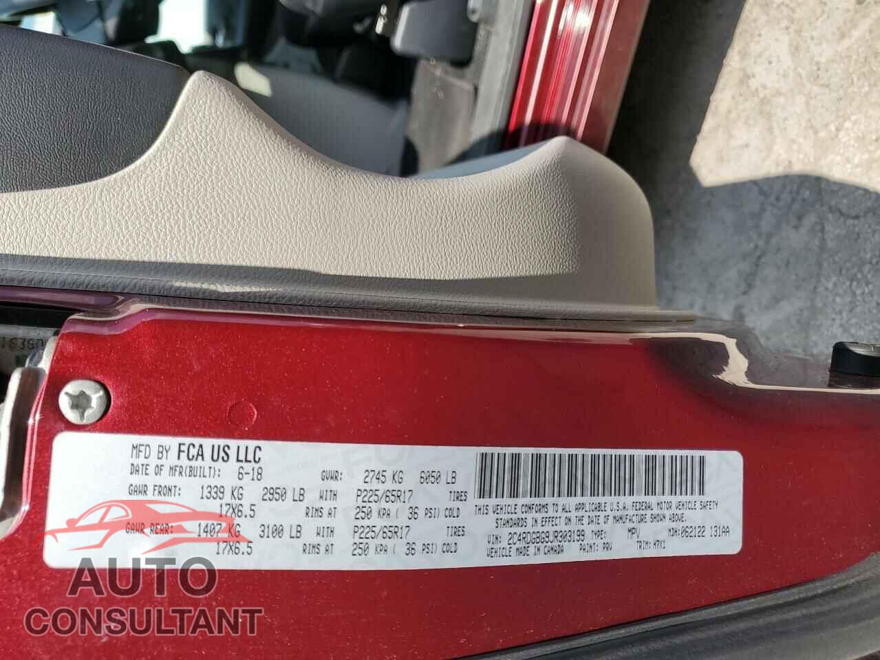 DODGE CARAVAN 2018 - 2C4RDGBG9JR303199