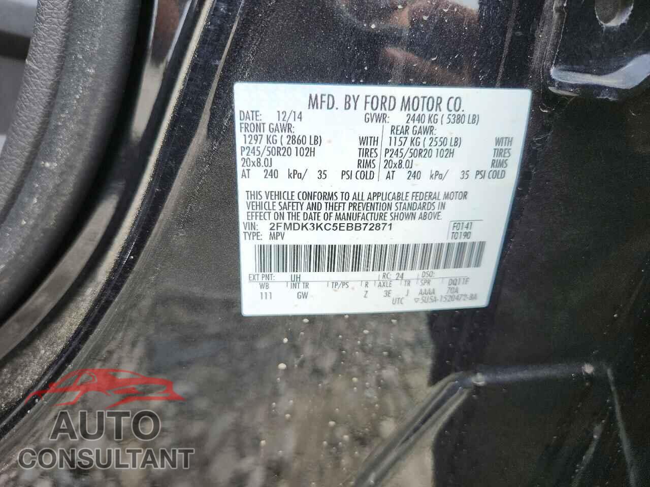 FORD EDGE 2014 - 2FMDK3KC5EBB72871