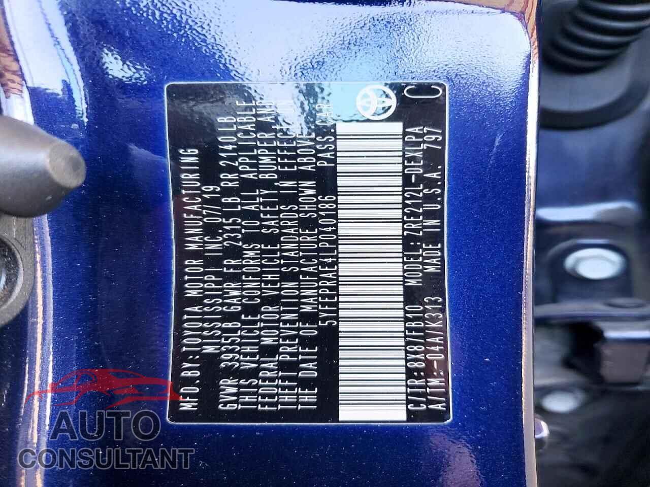 TOYOTA COROLLA 2020 - 5YFEPRAE4LP040186