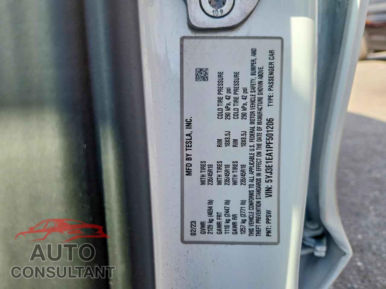 TESLA MODEL 3 2023 - 5YJ3E1EA1PF501206