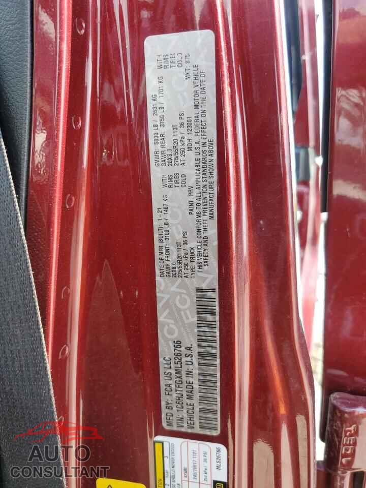 JEEP GLADIATOR 2021 - 1C6HJTFGXML526766