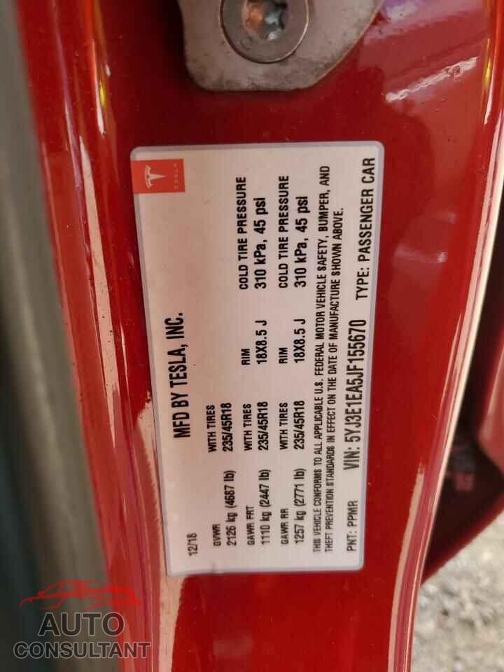 TESLA MODEL 3 2018 - 5YJ3E1EA5JF155670