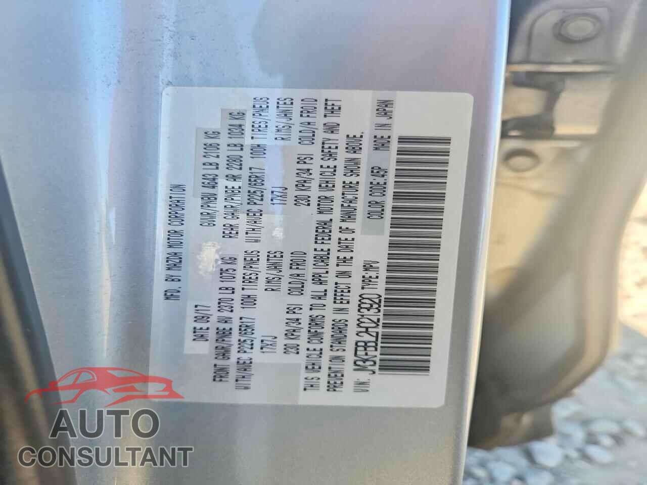 MAZDA CX-5 2017 - JM3KFBBL2H0213920