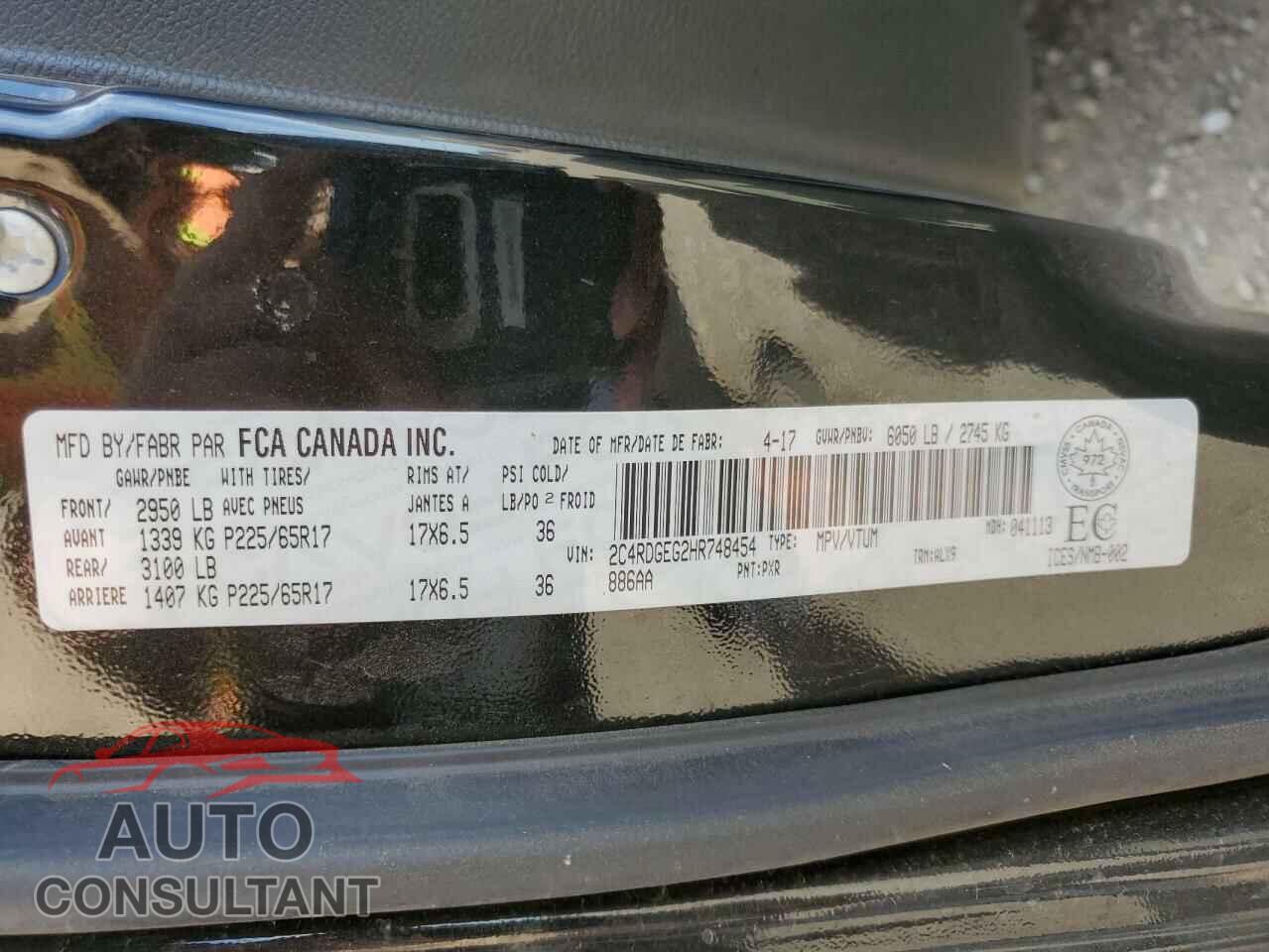DODGE CARAVAN 2017 - 2C4RDGEG2HR748454