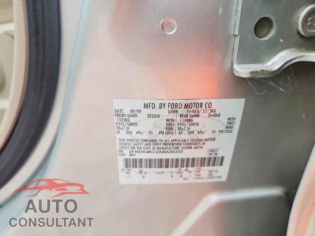 FORD EDGE 2010 - 2FMDK4KC2ABA30333