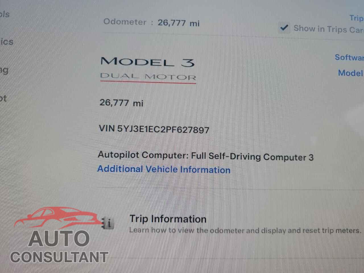 TESLA MODEL 3 2023 - 5YJ3E1EC2PF627897
