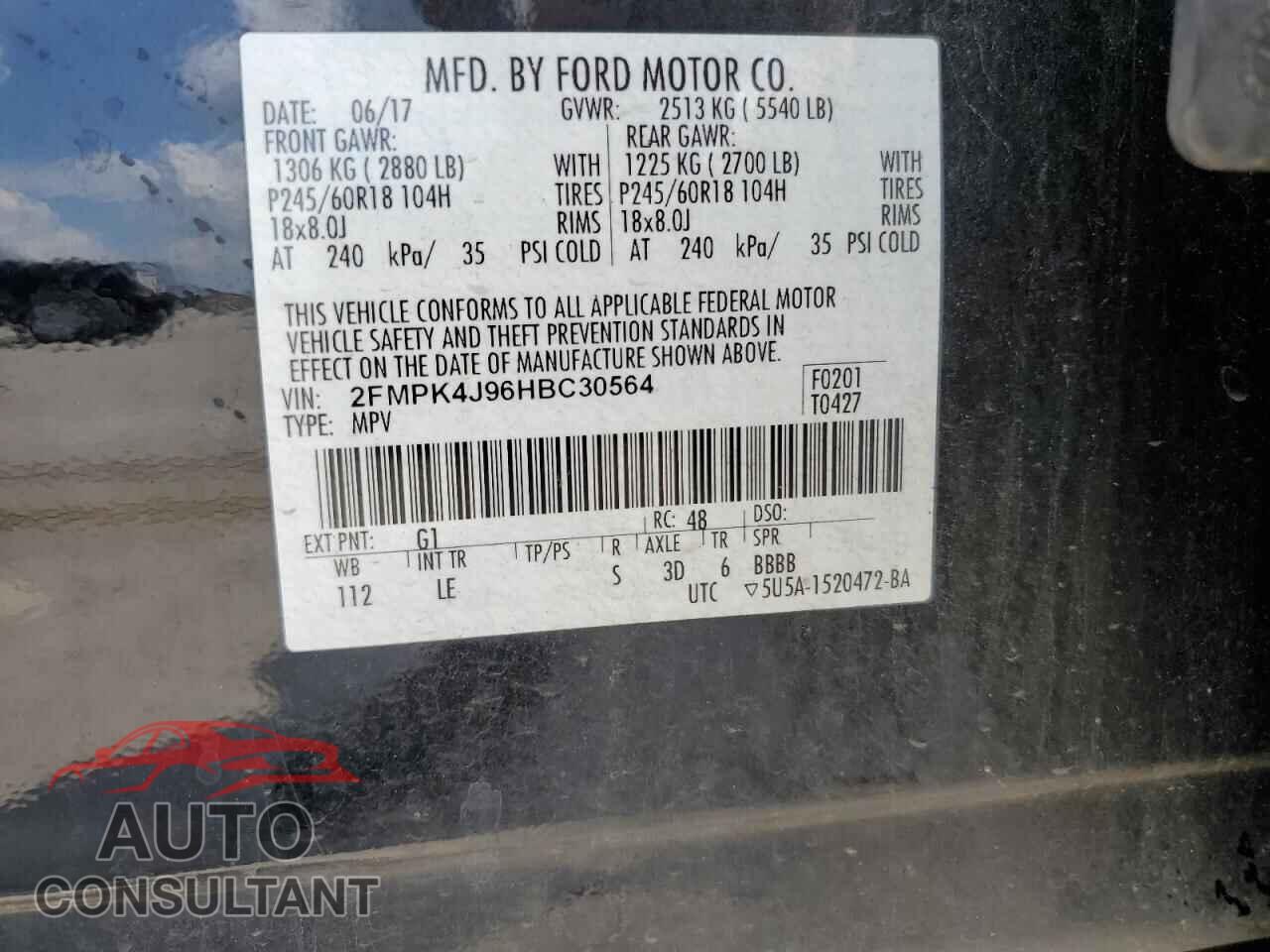 FORD EDGE 2017 - 2FMPK4J96HBC30564