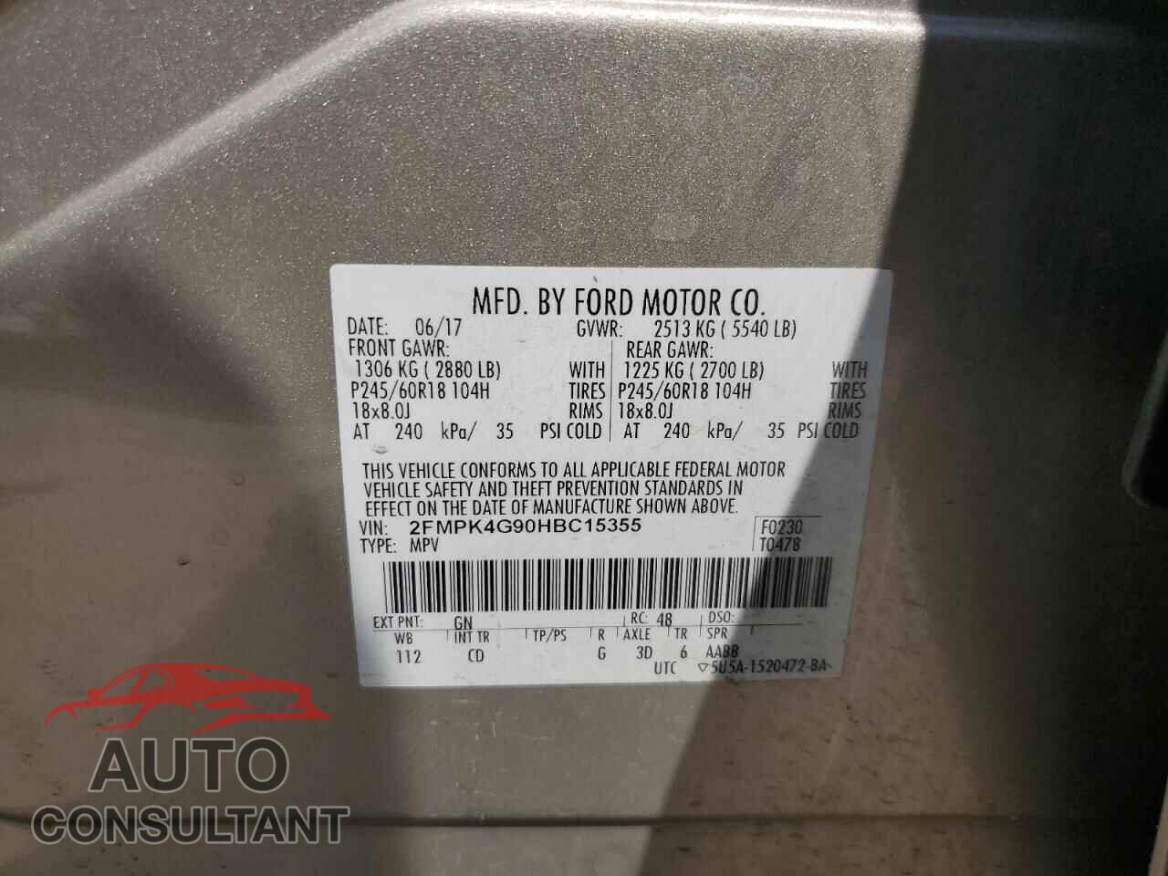 FORD EDGE 2017 - 2FMPK4G90HBC15355