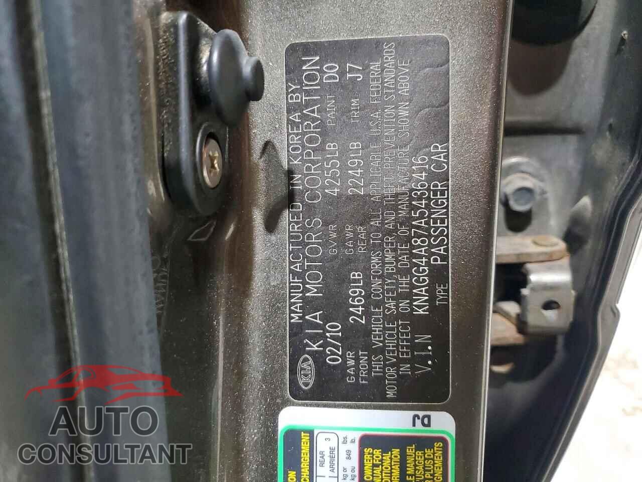 KIA OPTIMA 2010 - KNAGG4A87A5436416