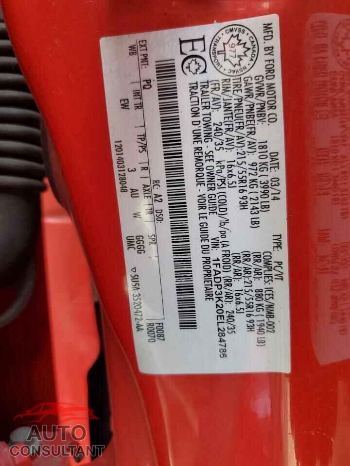 FORD FOCUS 2014 - 1FADP3K20EL284786
