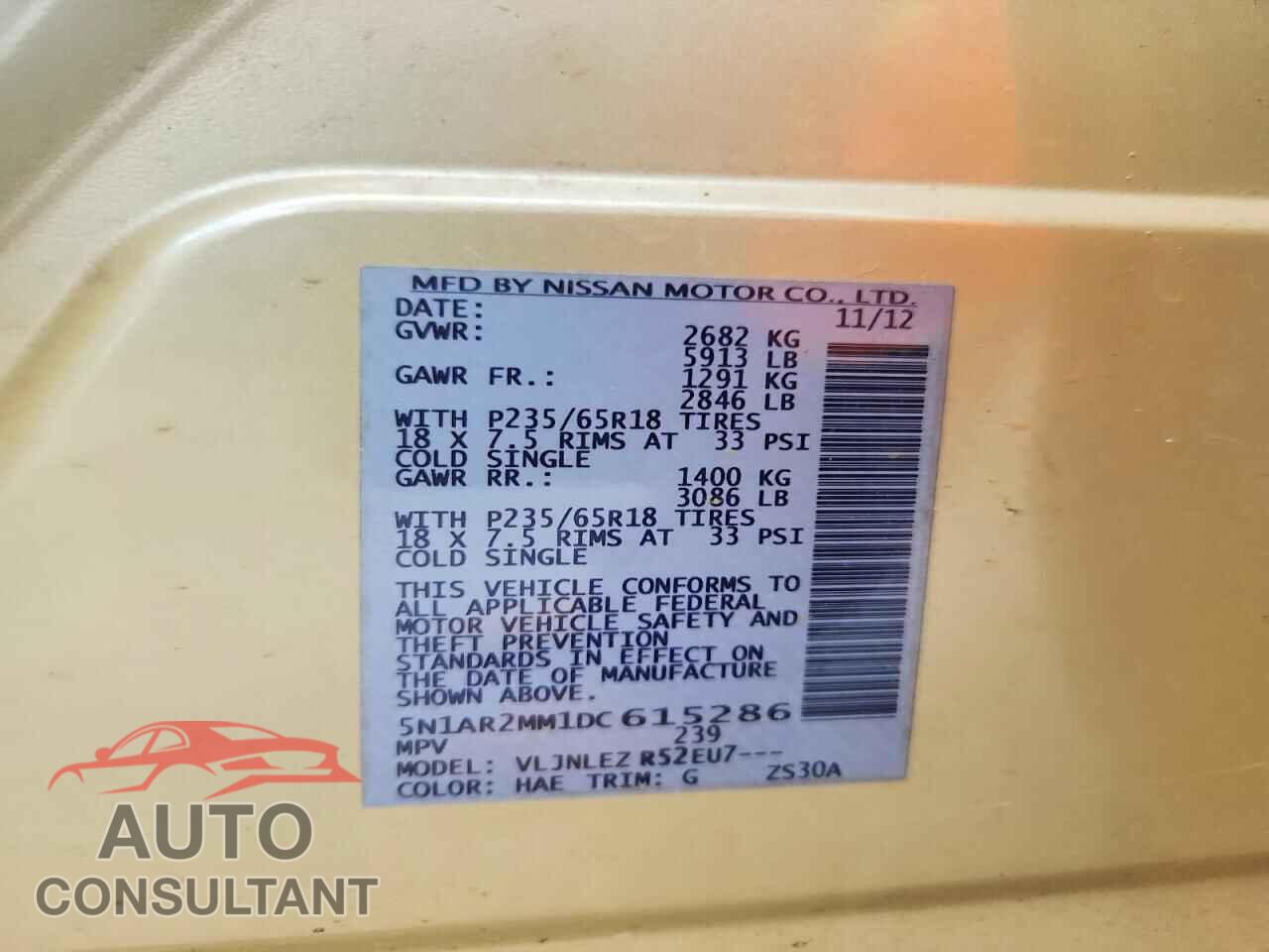 NISSAN PATHFINDER 2013 - 5N1AR2MM1DC615286