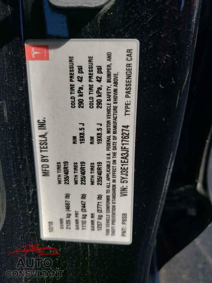 TESLA MODEL 3 2018 - 5YJ3E1EA3JF176274