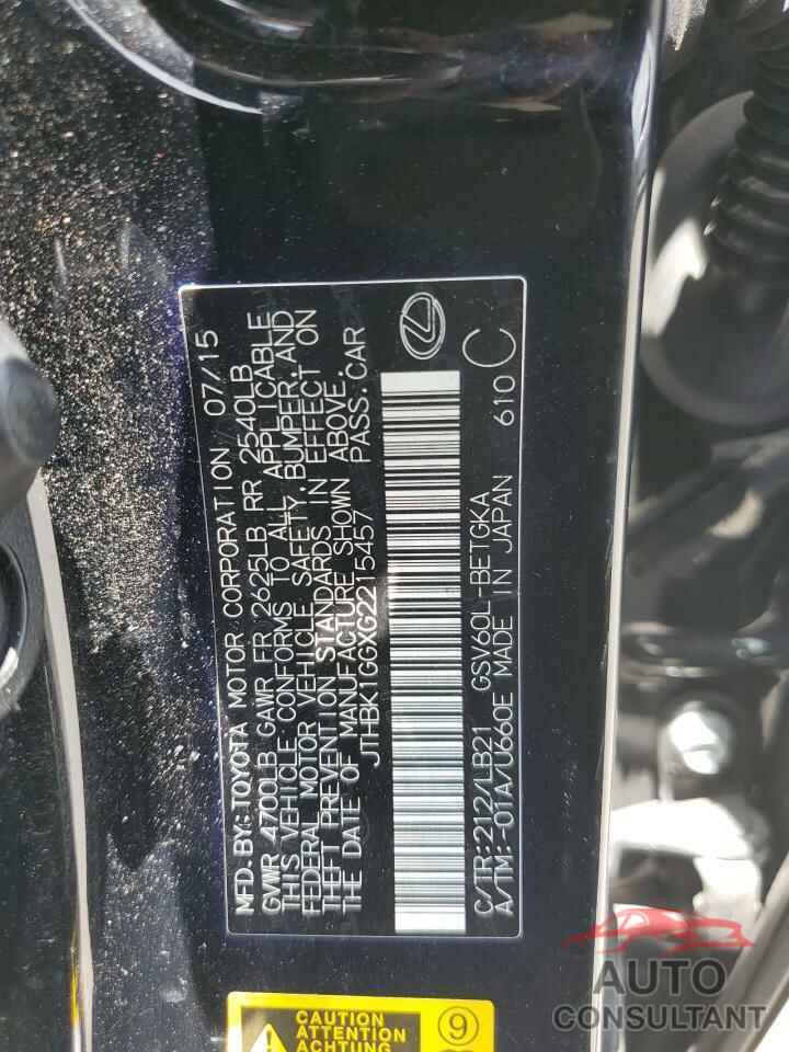 LEXUS ES350 2016 - JTHBK1GGXG2215457