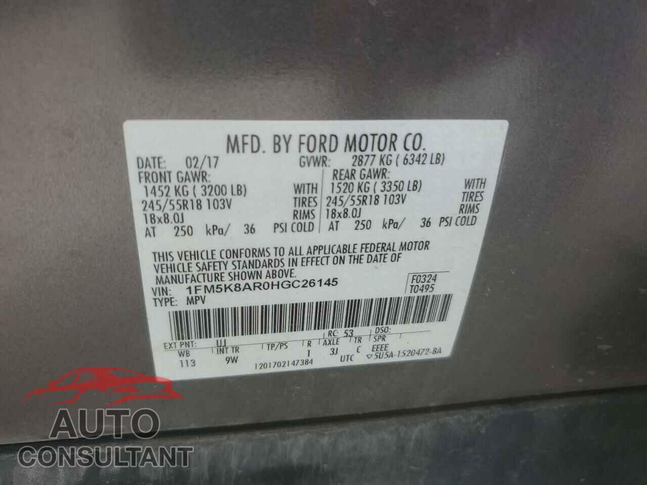 FORD EXPLORER 2017 - 1FM5K8AR0HGC26145