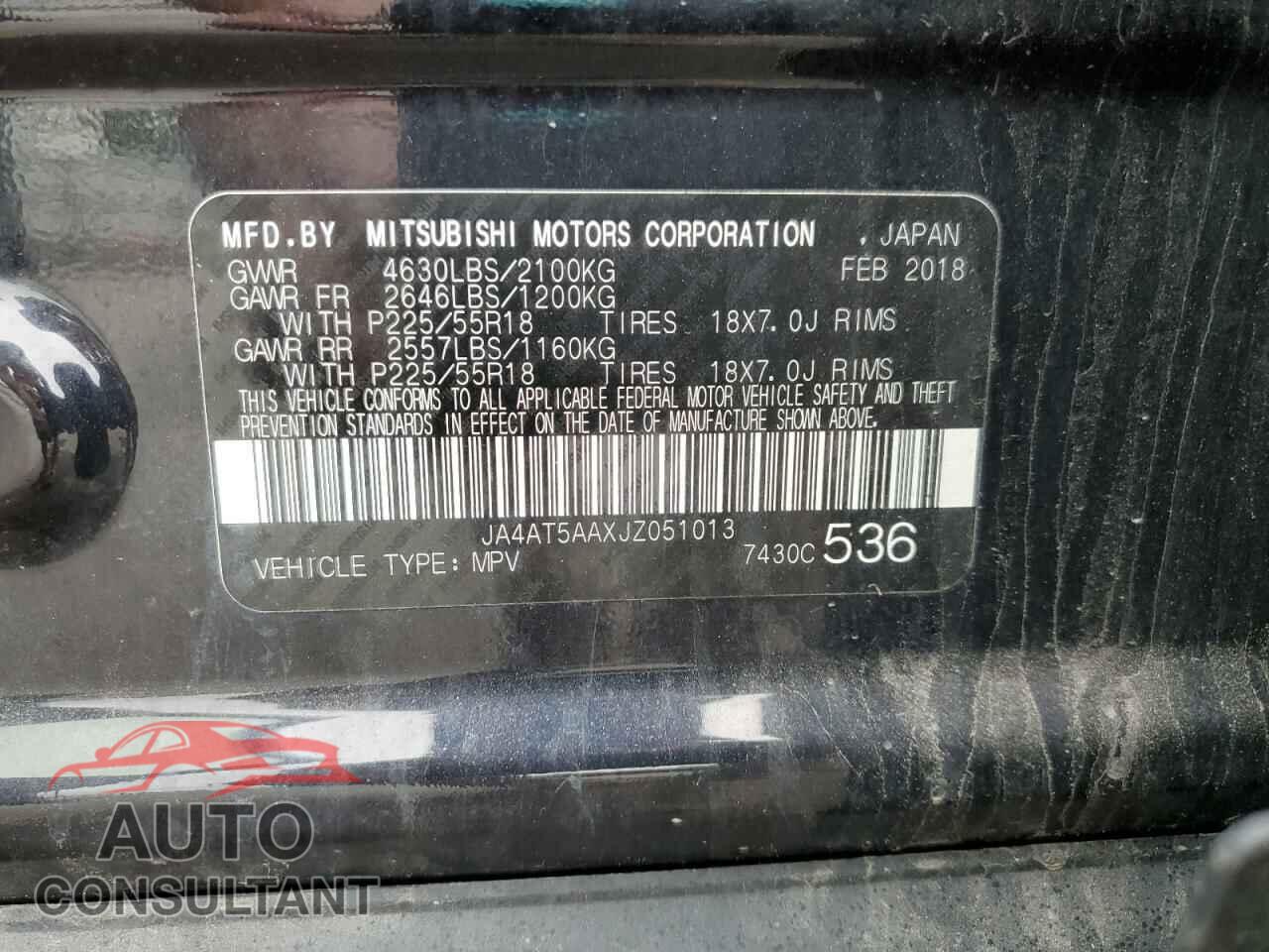 MITSUBISHI ECLIPSE 2018 - JA4AT5AAXJZ051013