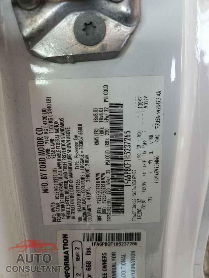FORD MUSTANG 2017 - 1FA6P8CF1H5237265