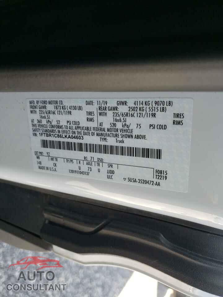 FORD TRANSIT CO 2020 - 1FTBR1C86LKA04603