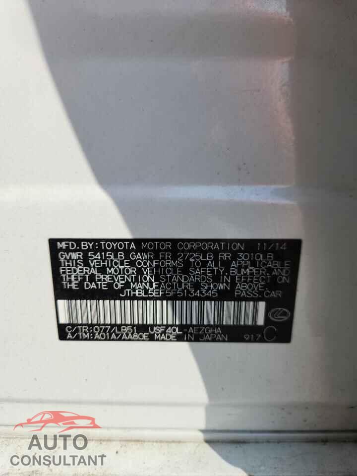 LEXUS LS460 2015 - JTHBL5EF5F5134345
