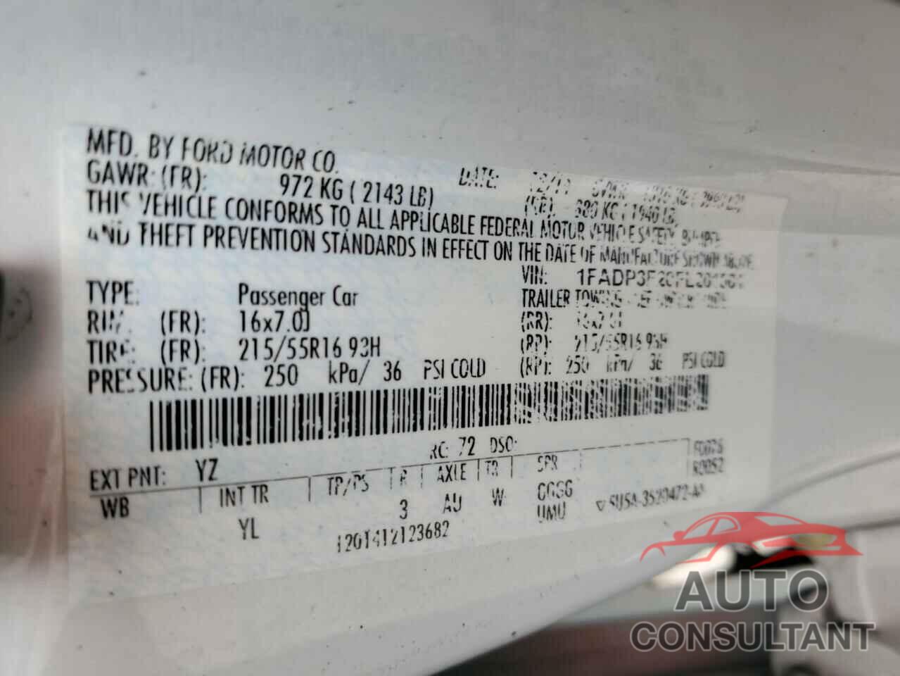 FORD FOCUS 2015 - 1FADP3F20FL201501