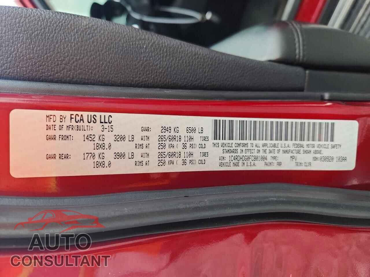 DODGE DURANGO 2015 - 1C4RDHDG0FC801004
