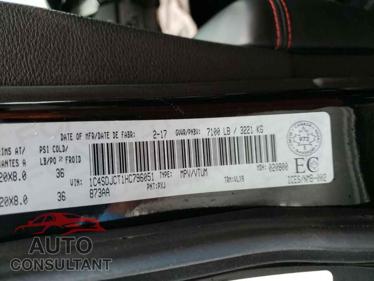 DODGE DURANGO 2017 - 1C4SDJCT1HC796051