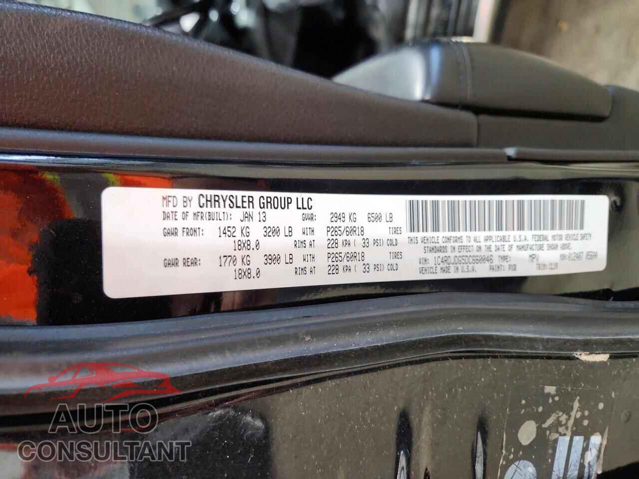DODGE DURANGO 2013 - 1C4RDJDG5DC660046